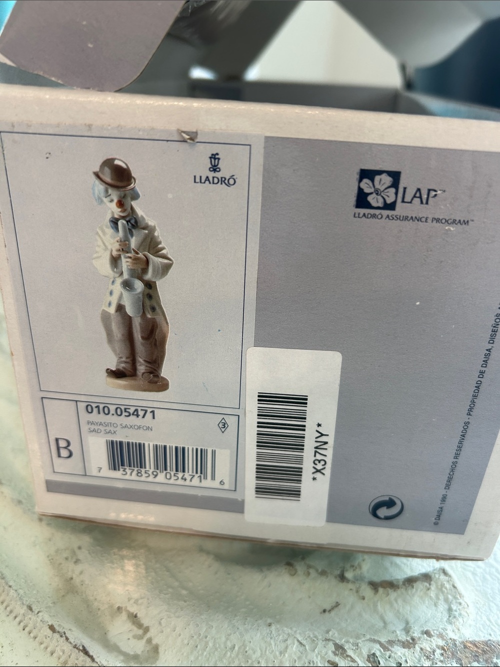 Lladro Porcelain Clown Sculpture in White, Brown, Cream